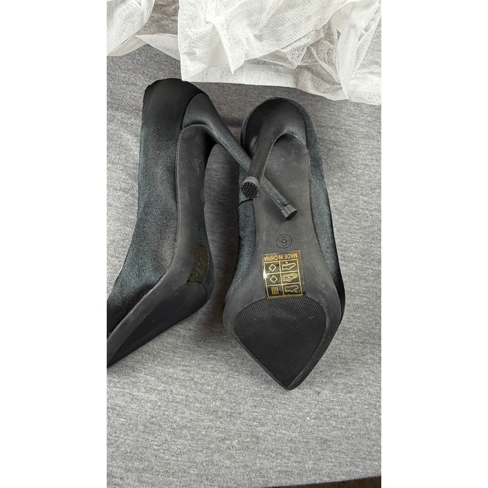 Elisabet Tang Women Black Satin Pointed Toe Stiletto High Heel Pump TE016 Size 6 - Picture 6 of 8